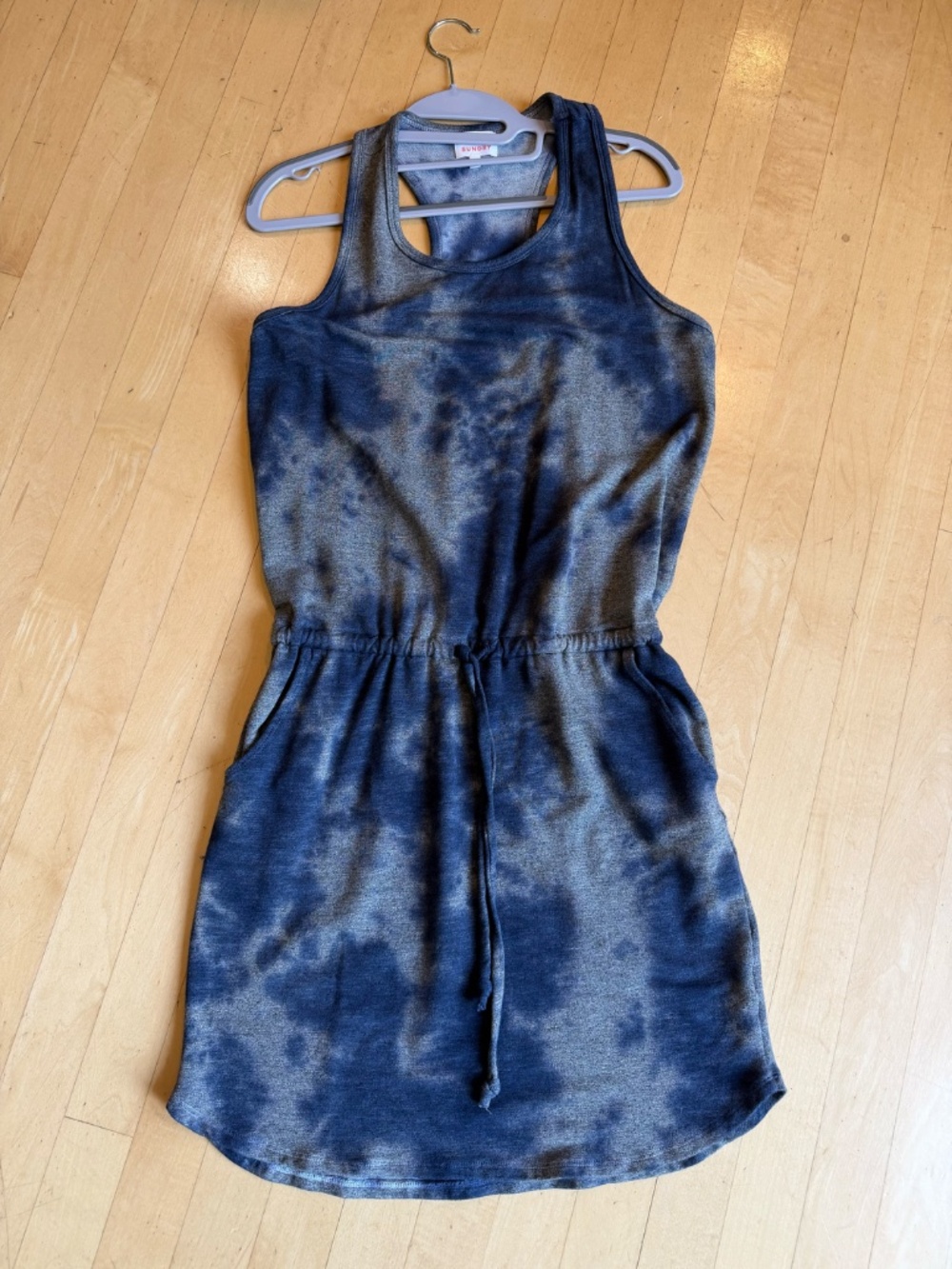 SUNDRY Blue/grey tie dye racer back tank sundress, 1 (S), GD1294 - Picture 4 of 5